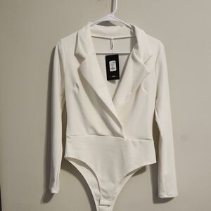 Fashion Nova Off-White Business Bodysuit